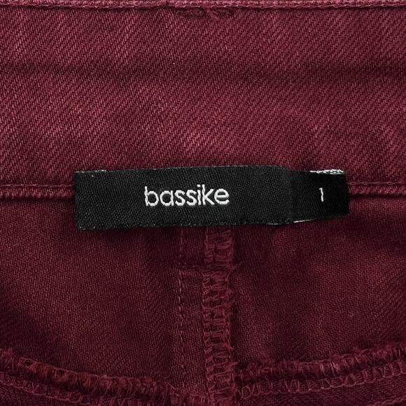 BASSIKE Straight Jeans Womens Small Burgundy Wine High Rise Slim Stretch - Picture 8 of 13